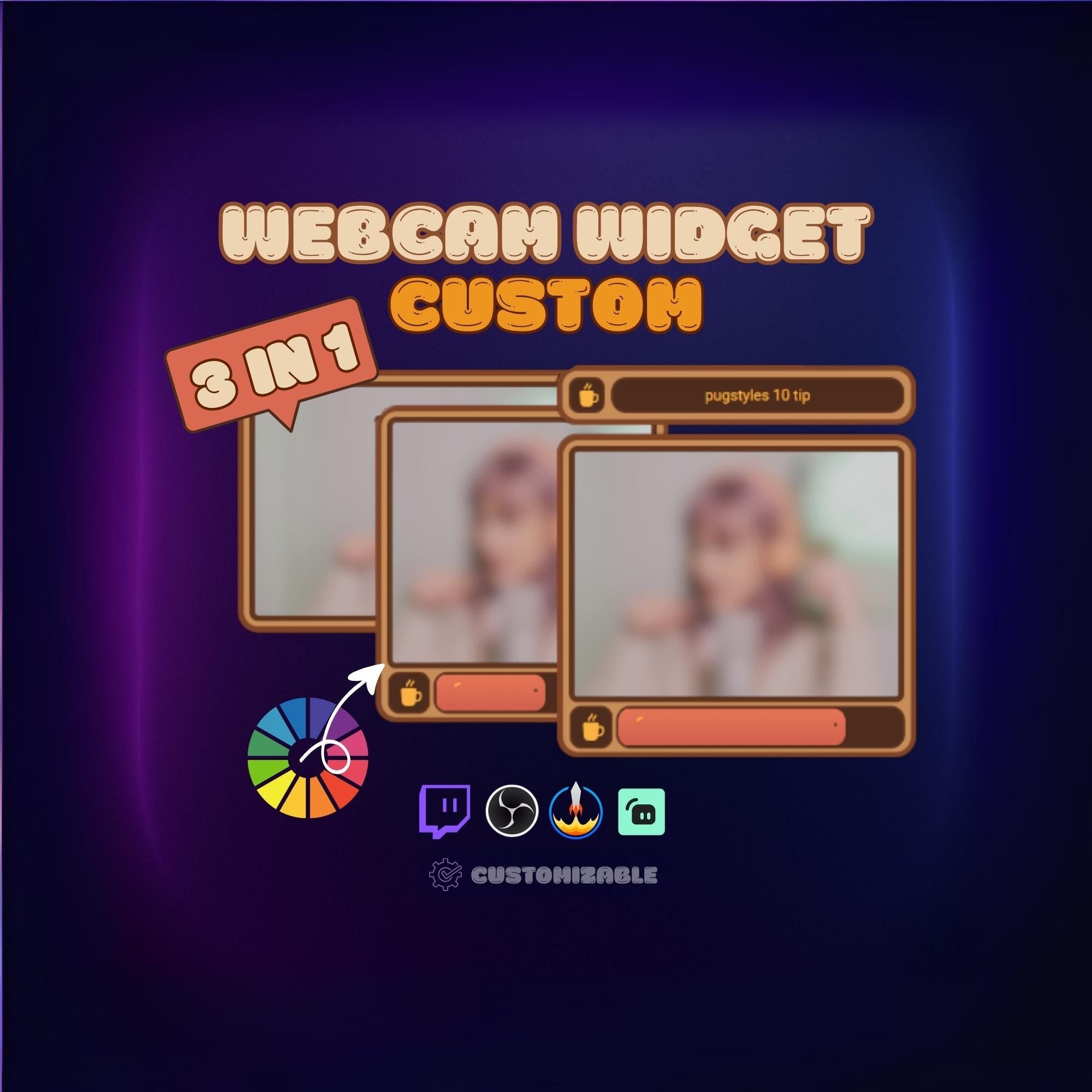 Webcam Overlay Widget 3-in-1: Frame + Goal Tracker + Twitch Alerts