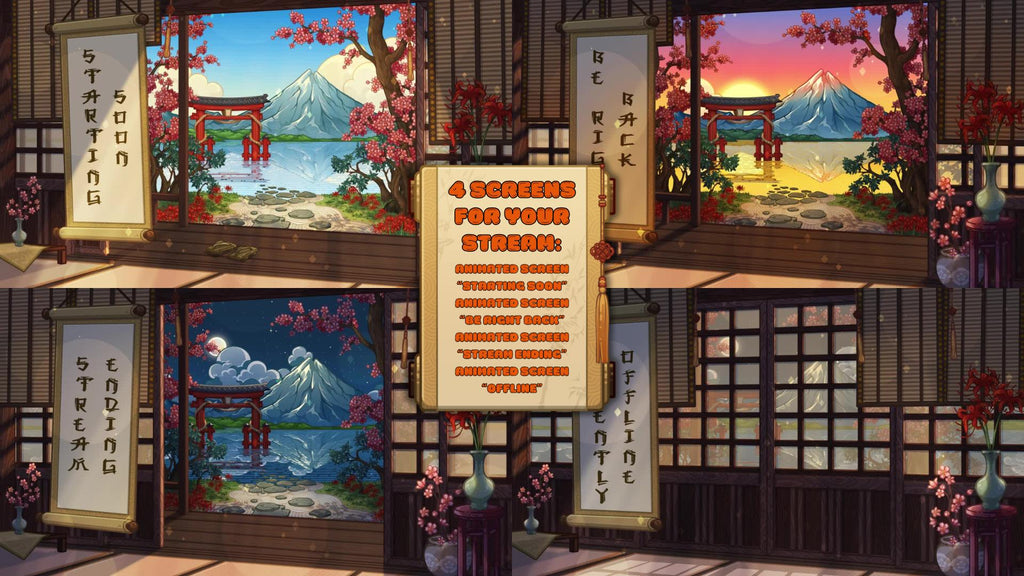 Animated Stream Overlay Boost Pack - Japanese Pink Sakura