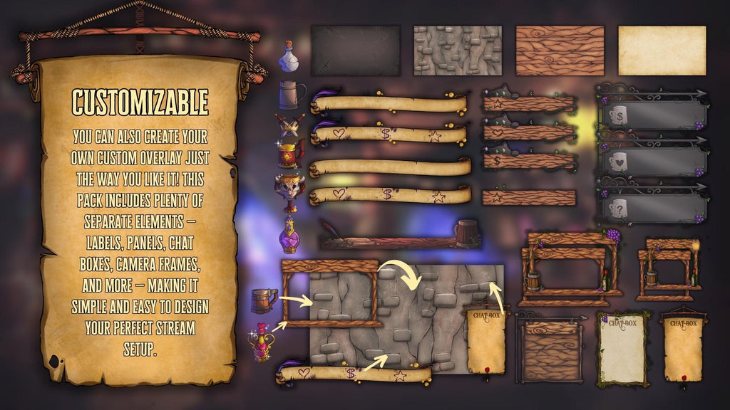 Animated Stream Overlay PRO Pack - Fantasy Medieval Tavern