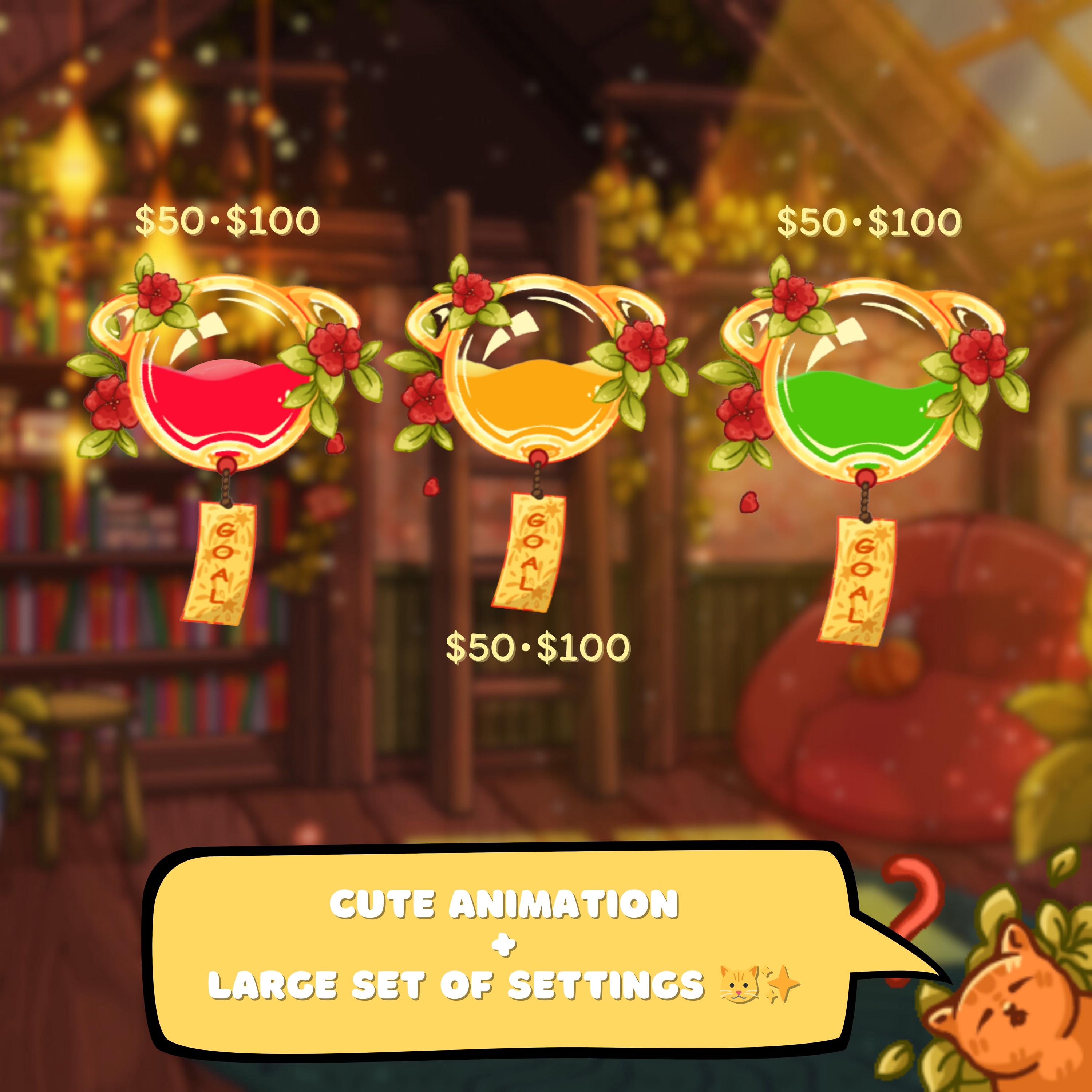 Animated Twitch Goal Widget in Cozy Cats Style