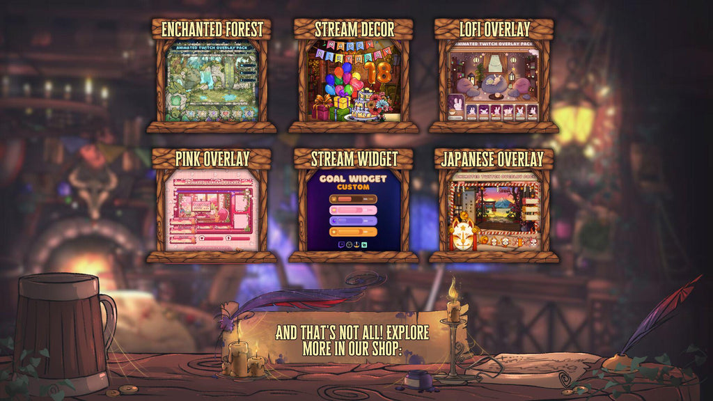Animated Stream Screens in Medieval Fantasy Tavern Theme