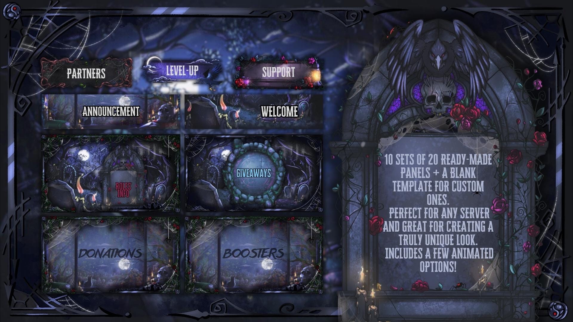 Discord Pack in Dark Gothic Theme: Icons, Banners, Dividers