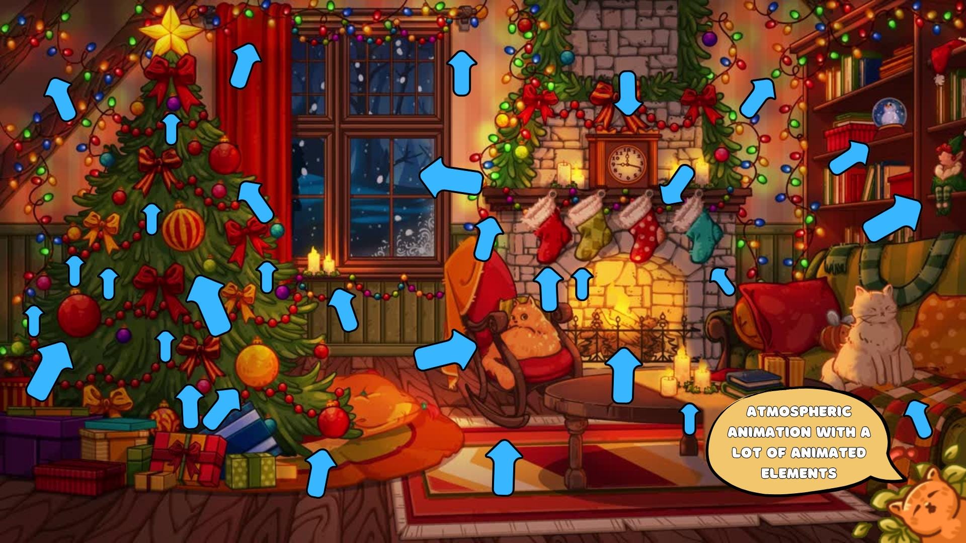 Animated background - Cozy Christmas Room | For VTubers & Streamers