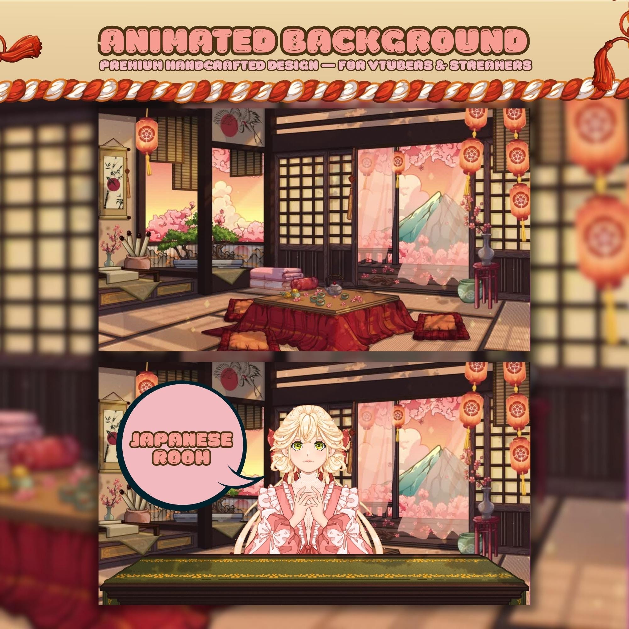 Animated background - Cozy Japanese Room | For VTubers & Streamers