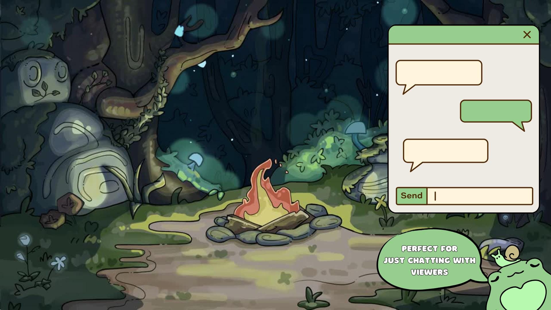 Animated background - campfire in the enchanted forest | For VTubers & Streamers