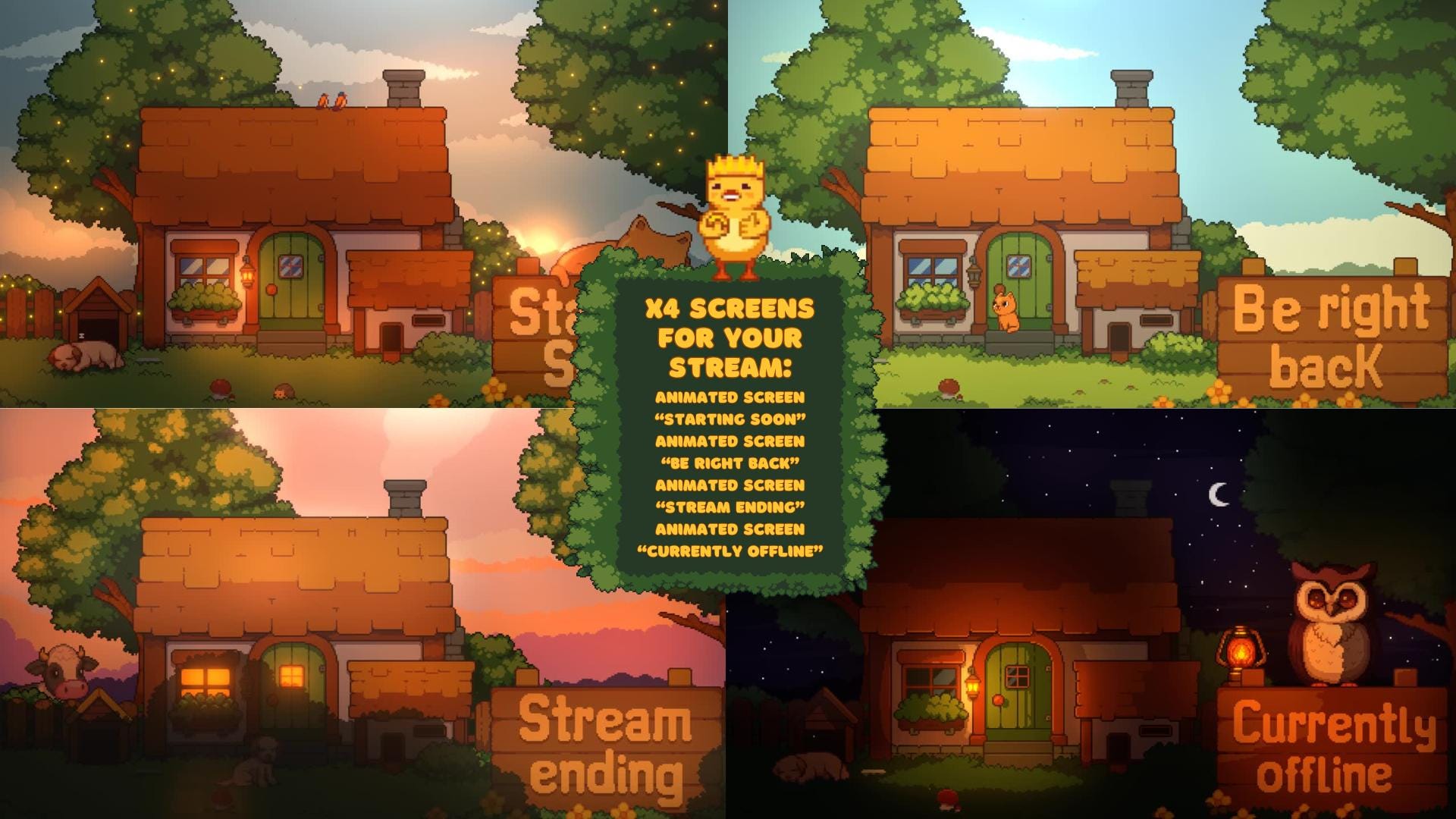 Animated Stream Overlay Boost Pack: Pixel Farm
