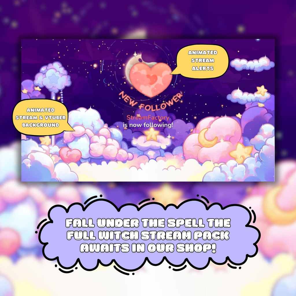 Animated Stream Alerts Pack in Cozy Galaxy Theme