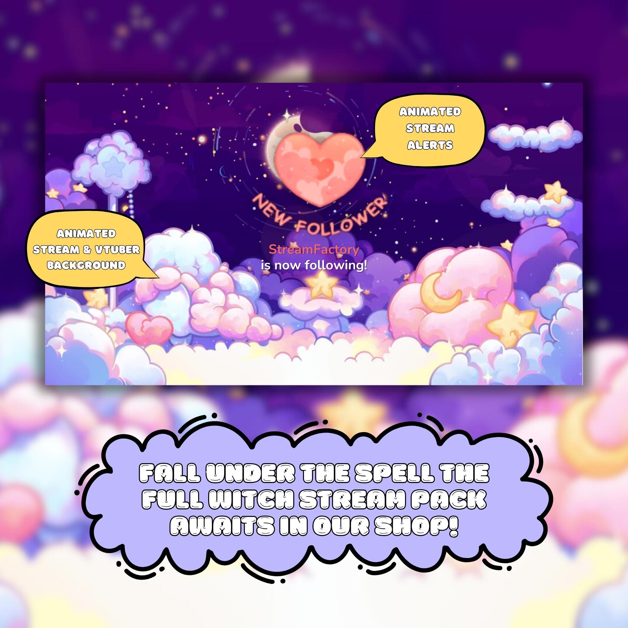 Animated Stream Alerts Pack in Cozy Galaxy Theme