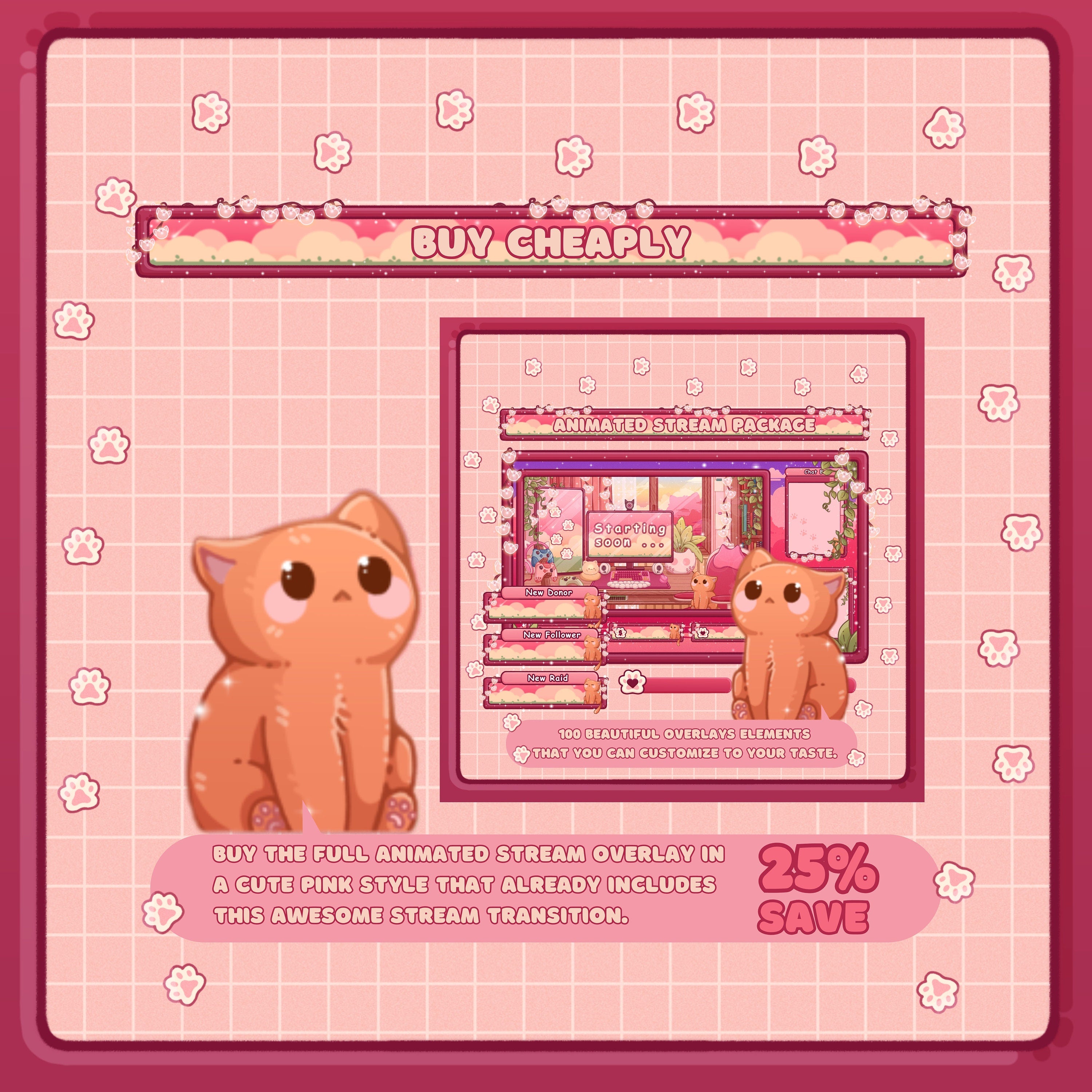 Animated Stream Transition – Cozy Pink Clouds