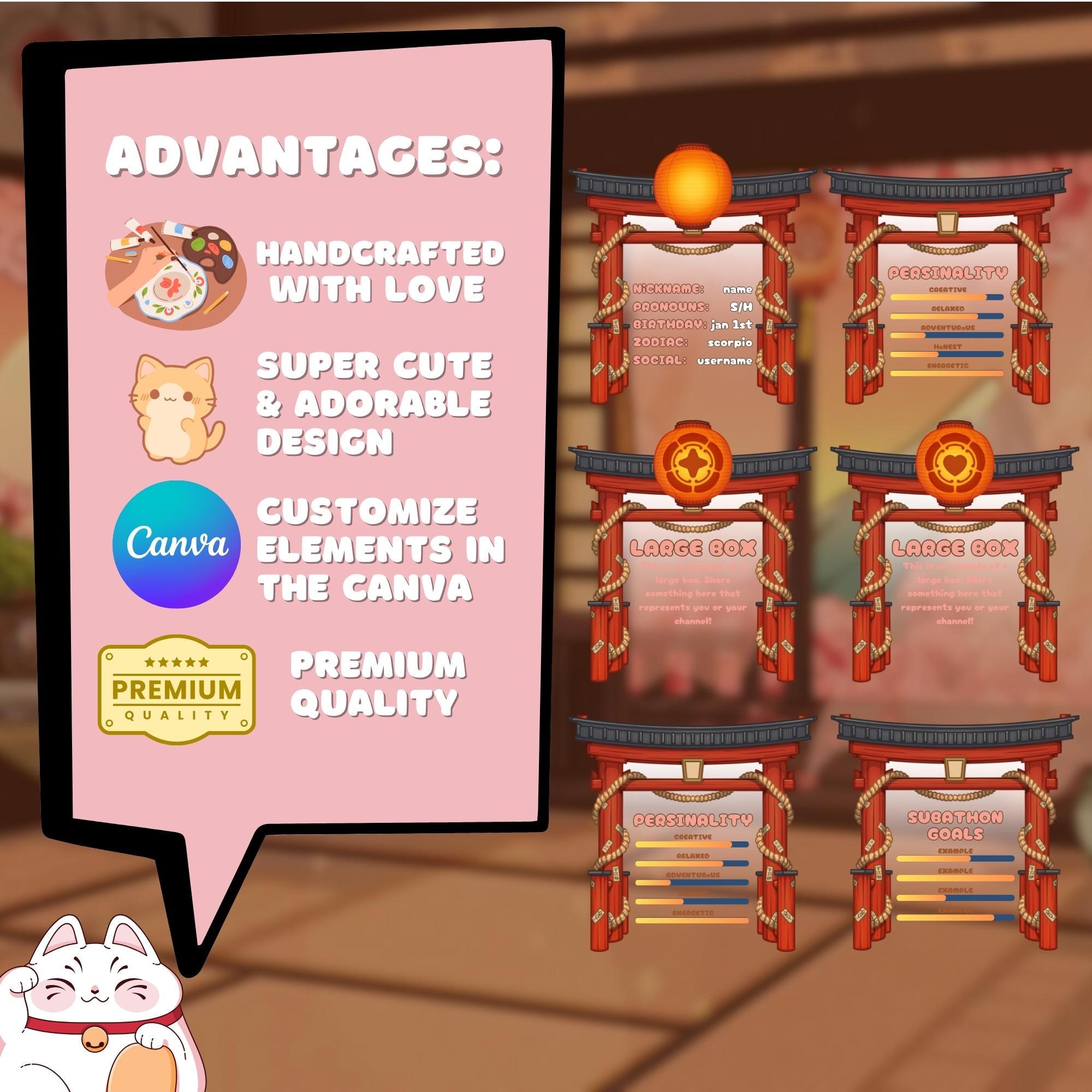 Twitch Panels Pack - Pink Japanese Sakura