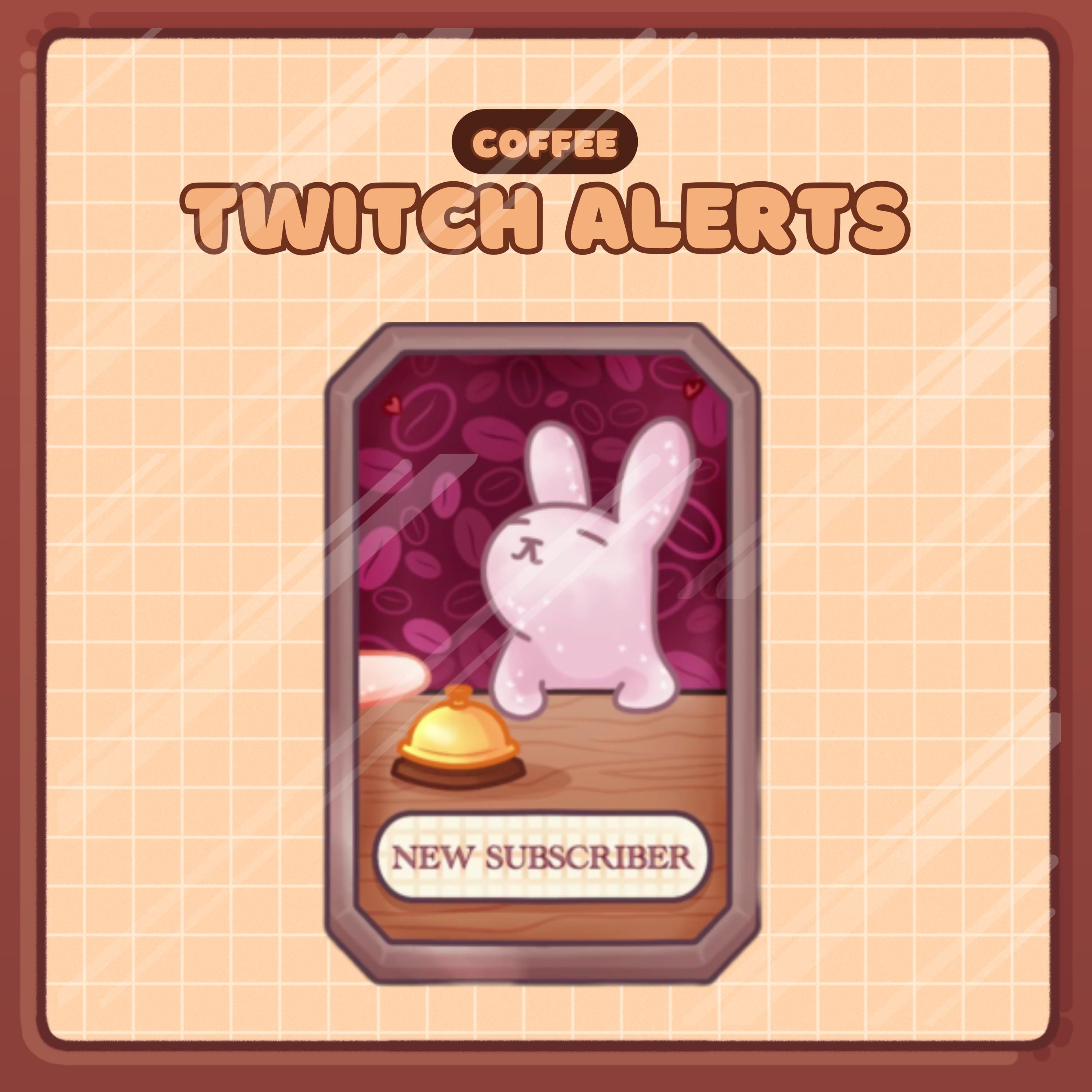 Animated Stream Alerts Pack in Coffee Bunny Theme