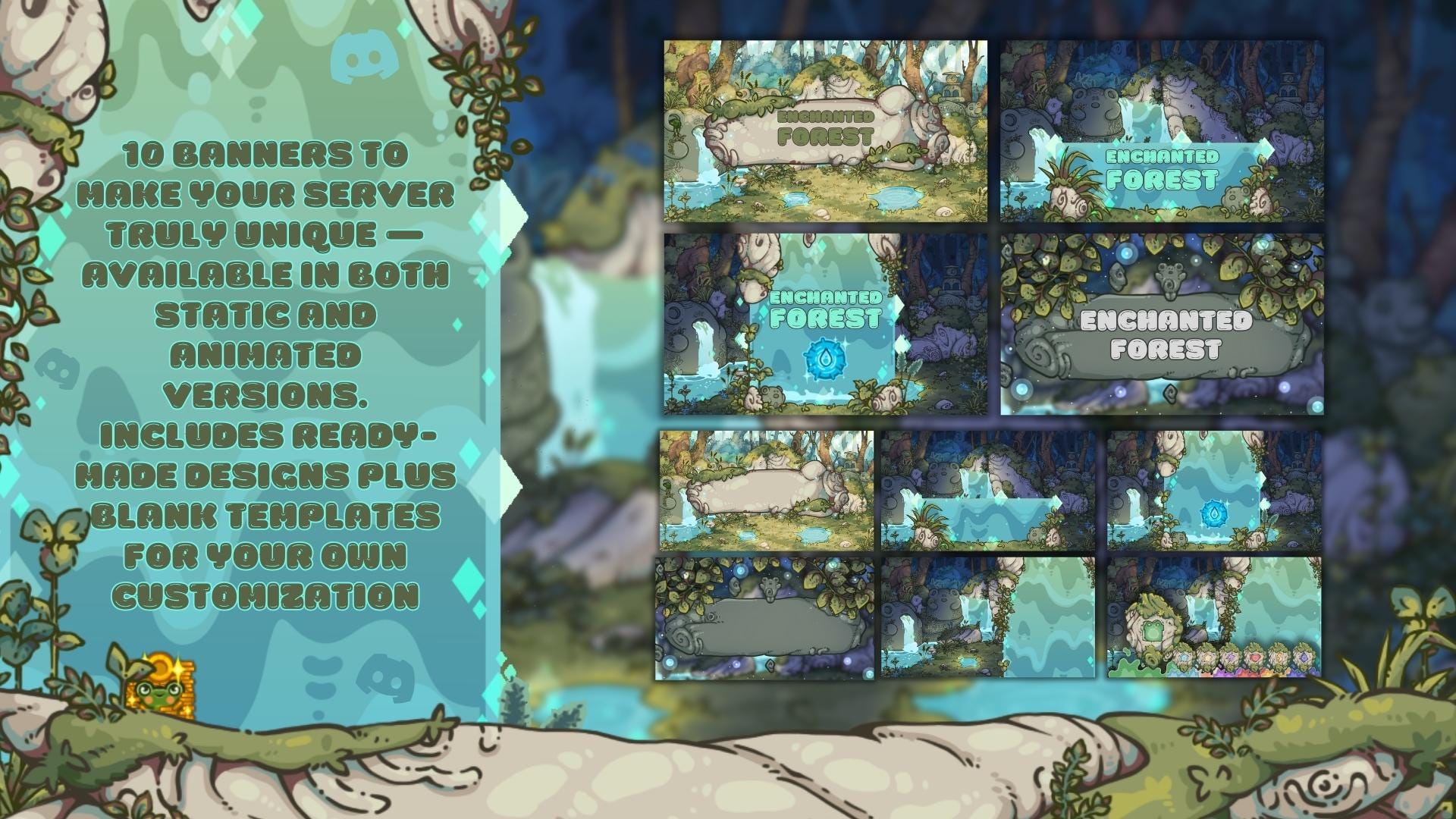 Discord Pack in Enhcanted Forest Theme: Icons, Banners, Dividers