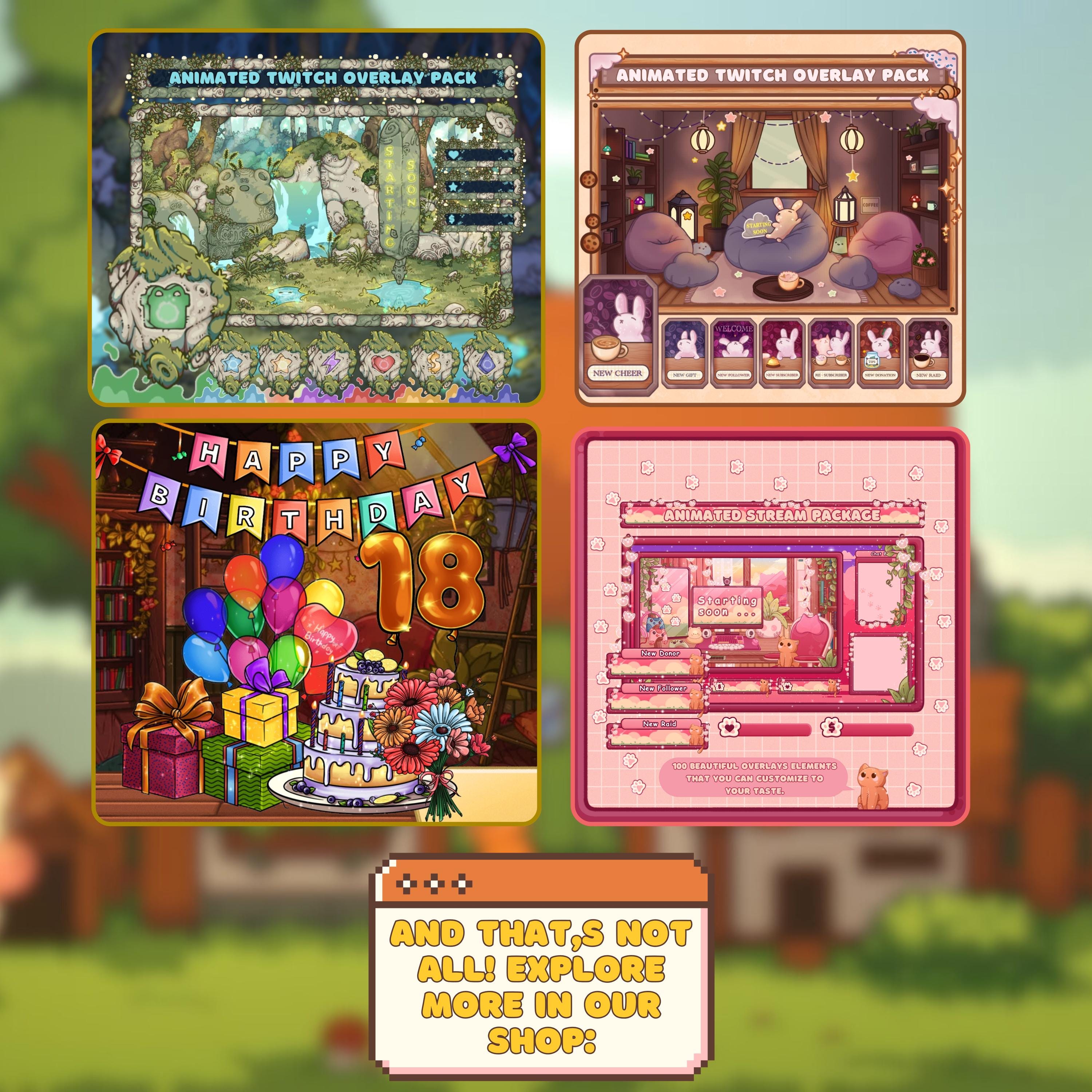 Animated Stream Alerts Pack in Cozy Pixel Farm Theme
