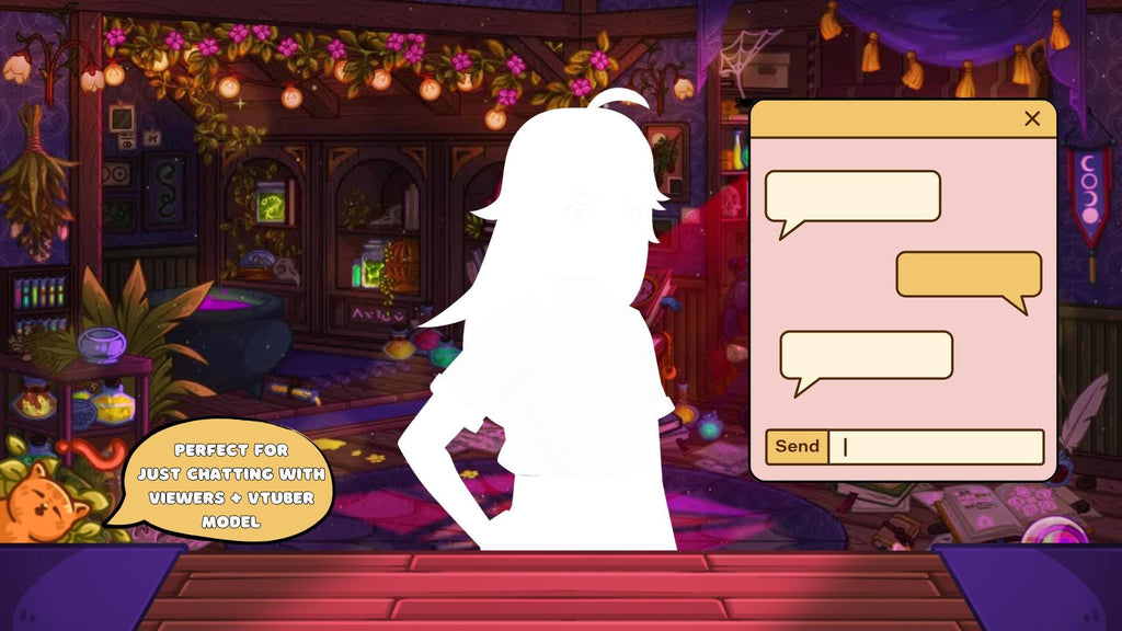 Halloween Witch Room Animated VTuber Background – Cozy Magical Stream Overlay for Twitch & YouTube