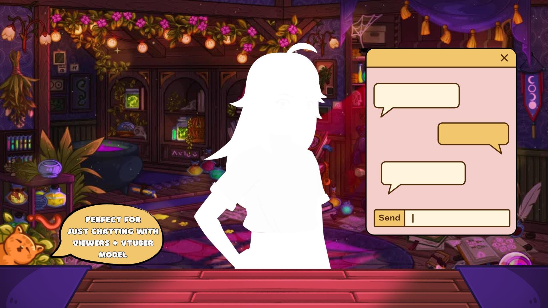 Halloween Witch Room Animated VTuber Background – Cozy Magical Stream Overlay for Twitch & YouTube