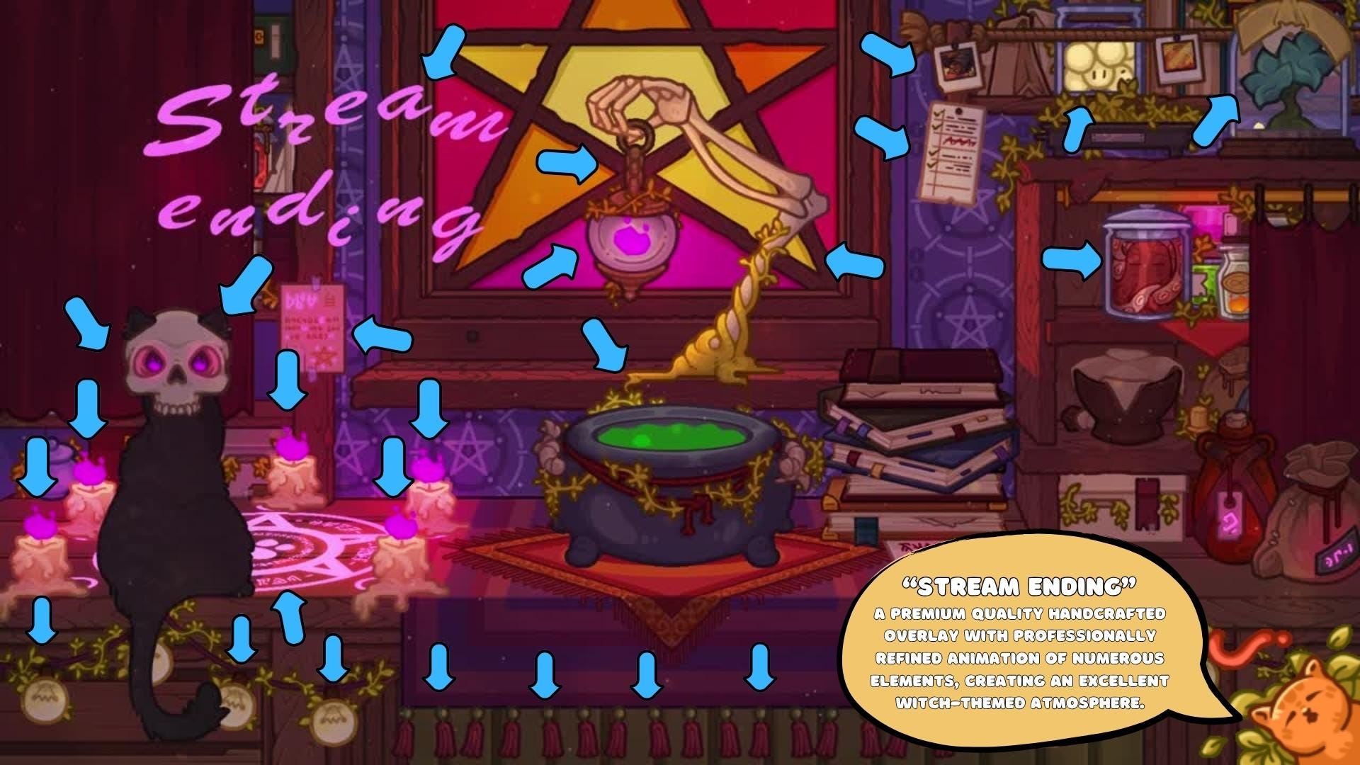 Animated Stream Screens in Cozy Witch Room Theme