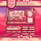 Animated Stream Overlay Boost Pack - Cozy Pink Lofi Theme