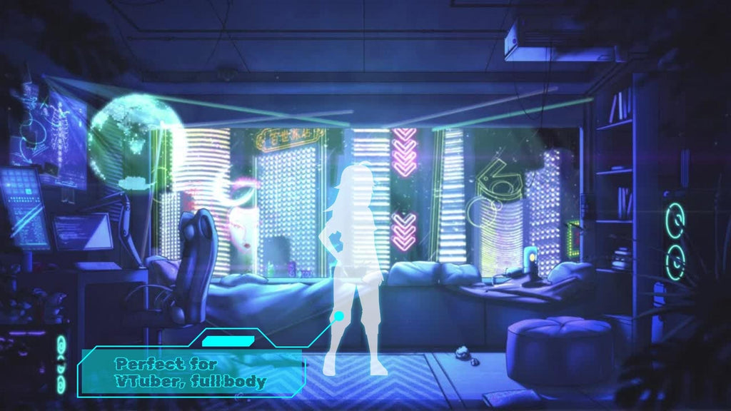 Animated background - CyberPunk Room | For VTubers & Streamers
