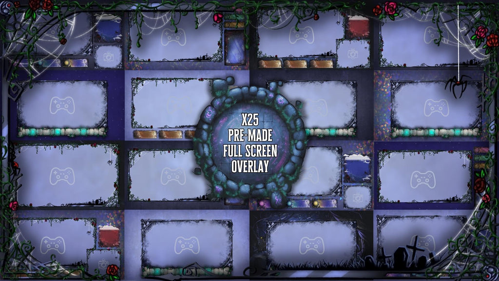 Dark Gothic Cemetery Animated Stream Overlay Pack | Twitch & VTuber | OBS Overlay