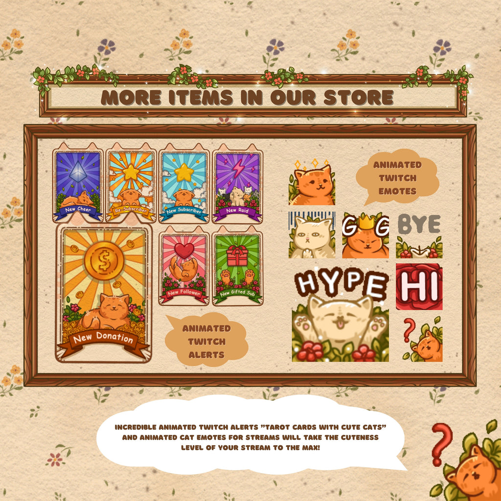 Animated Stream Schedule in Cozy Cats Theme, Customizable Templates