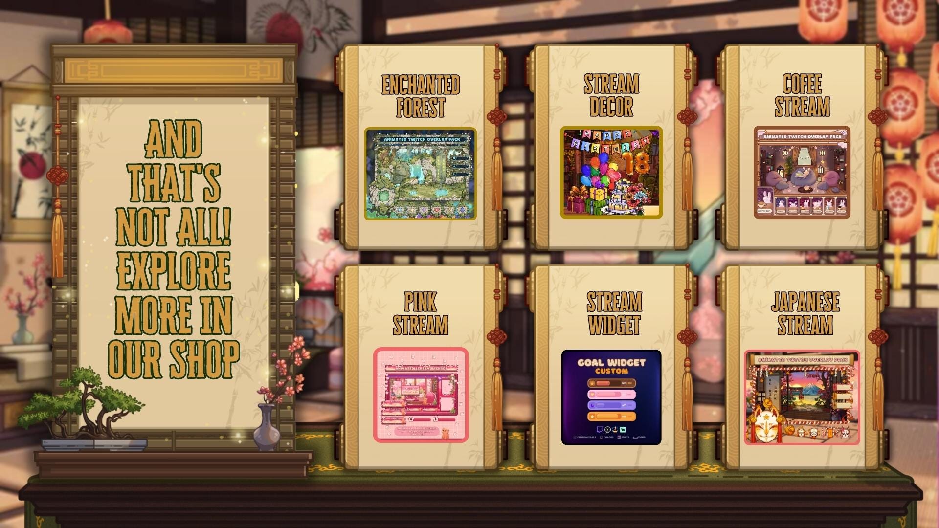 Animated Stream Schedule in Japanese Sakura Theme, Customizable Templates