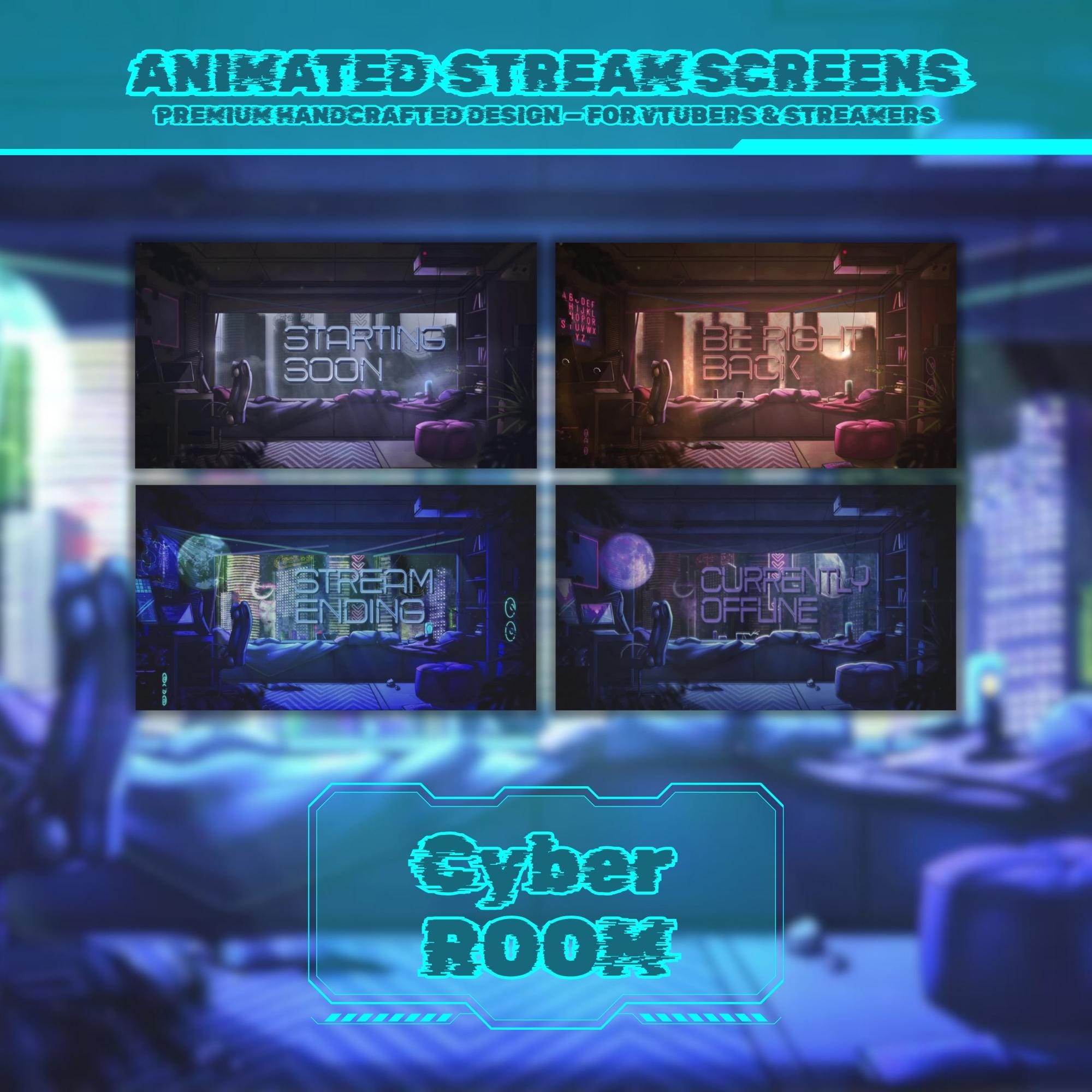 Animated Stream Screens in CyberPunk Theme
