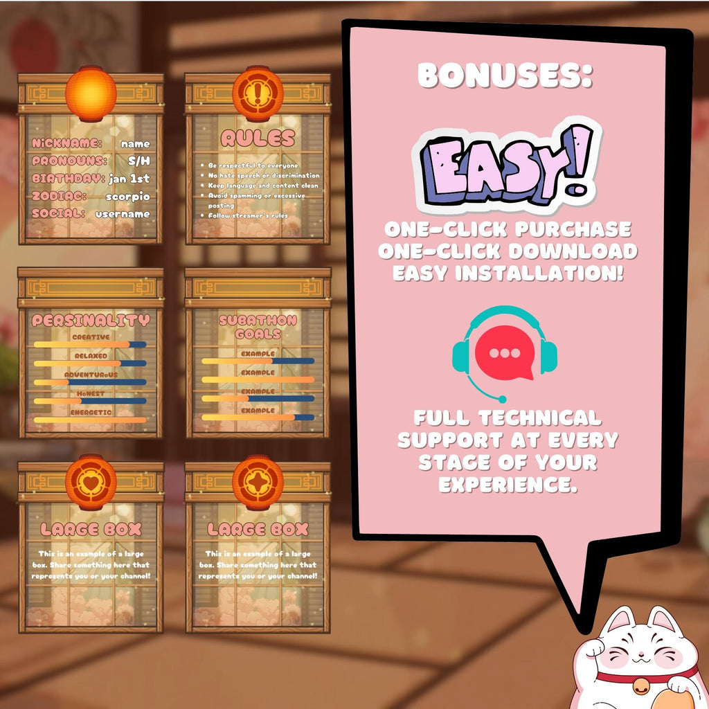Twitch Panels Pack - Pink Japanese Sakura