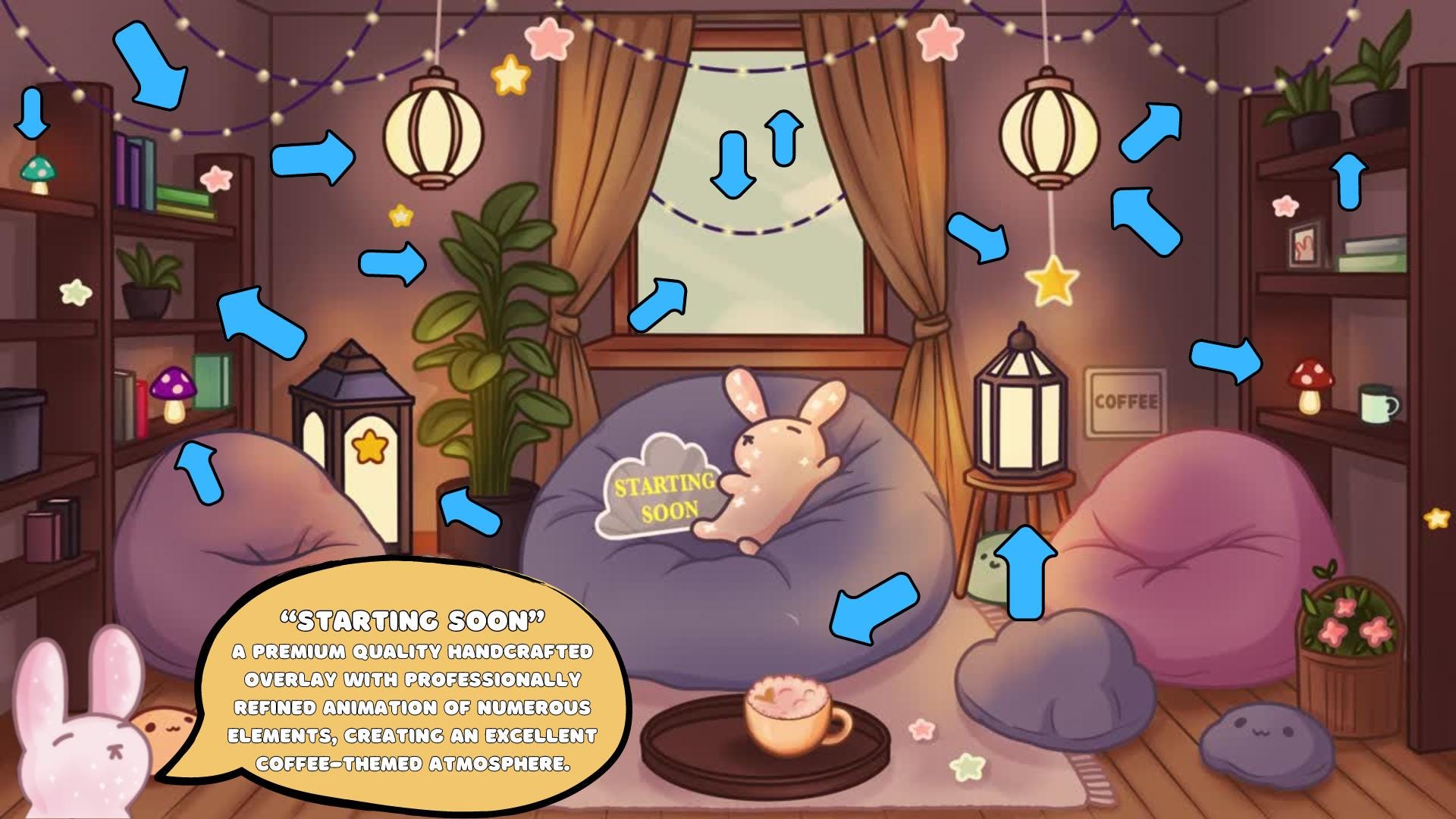 Animated Stream Screens Coffee Bunny Theme