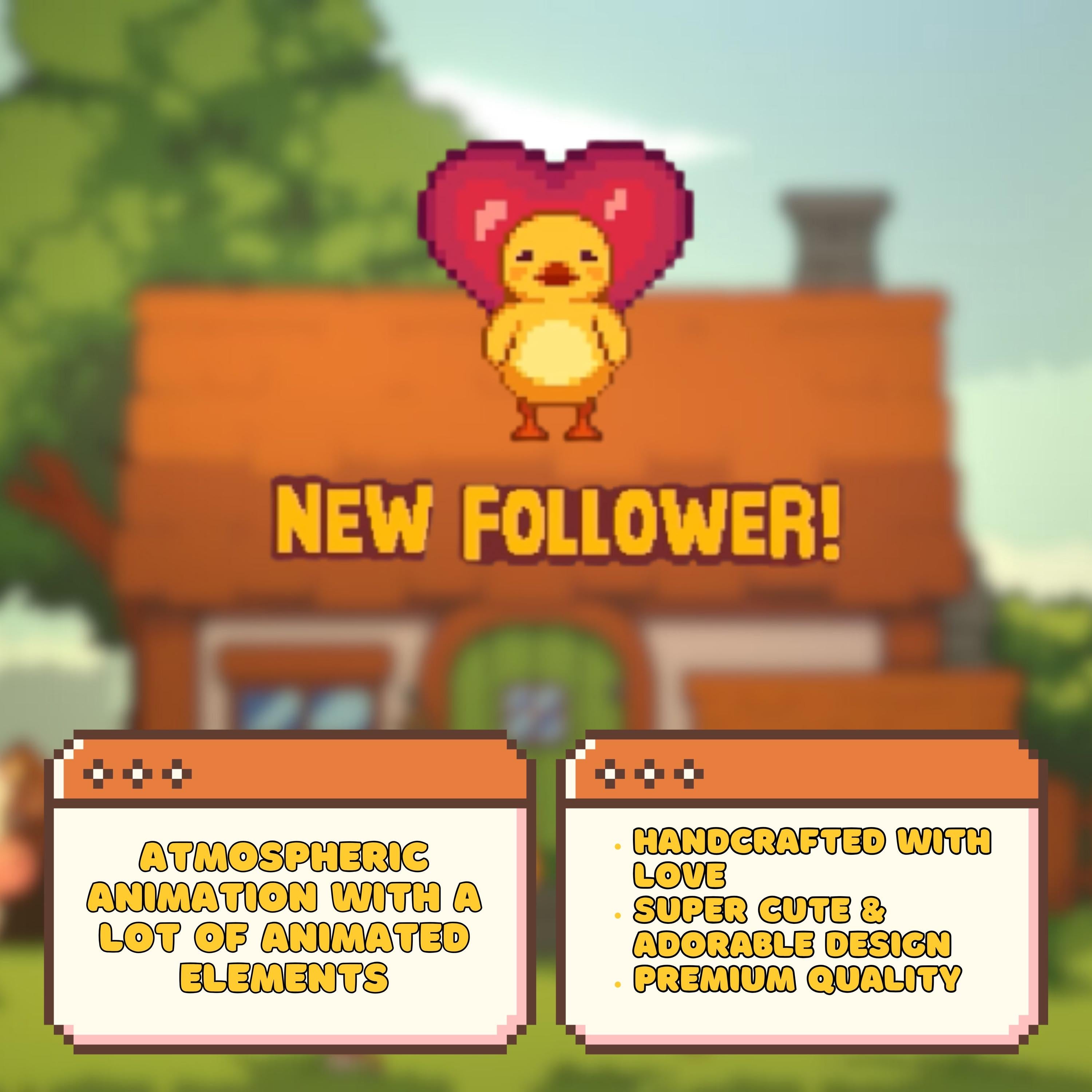 Animated Stream Alerts Pack in Cozy Pixel Farm Theme