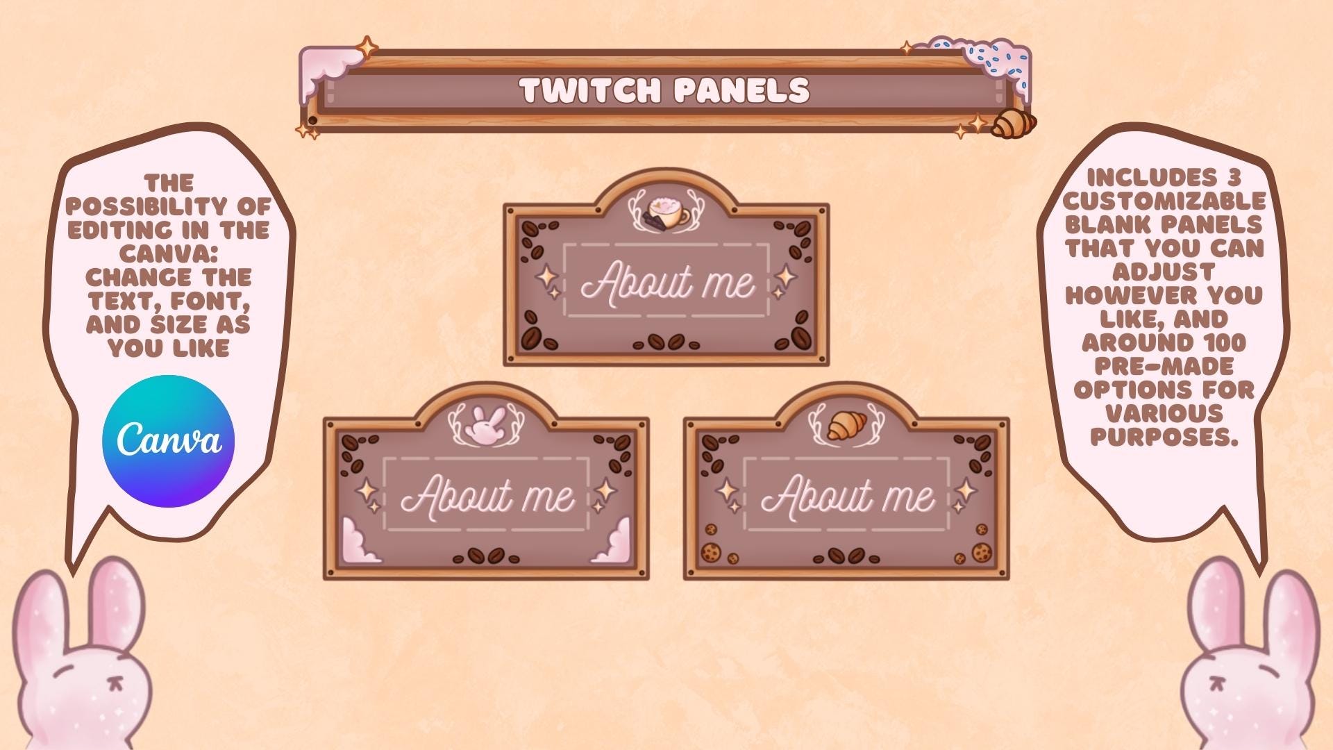 Animated Stream Overlay Boost Pack: Coffee Bunny Theme