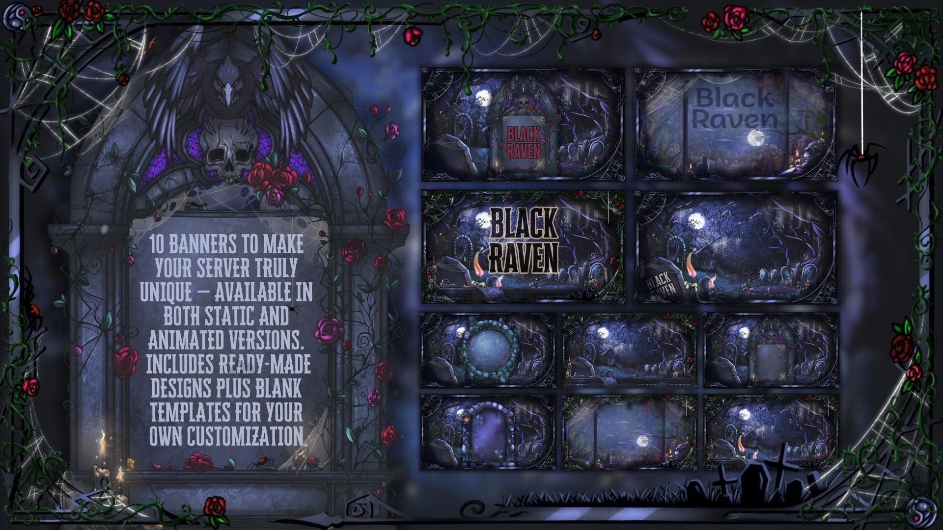 Discord Pack in Dark Gothic Theme: Icons, Banners, Dividers