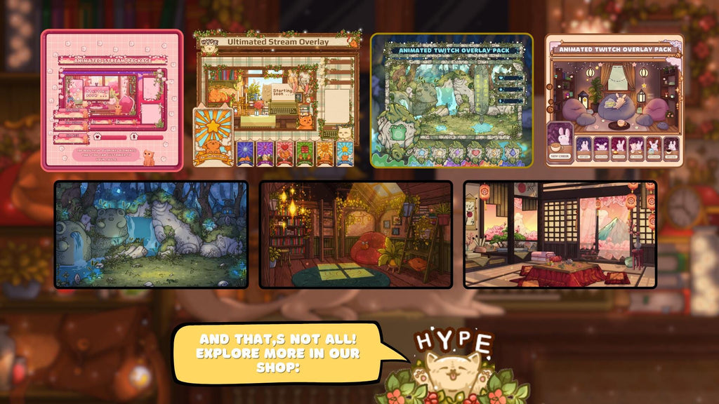 Animated Stream Screens in Cozy Cats Theme