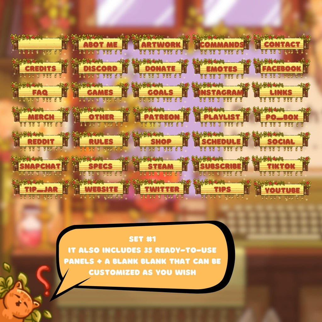 Twitch Panels & Banner Pack: Cozy Cats Style for Streamers & VTubers
