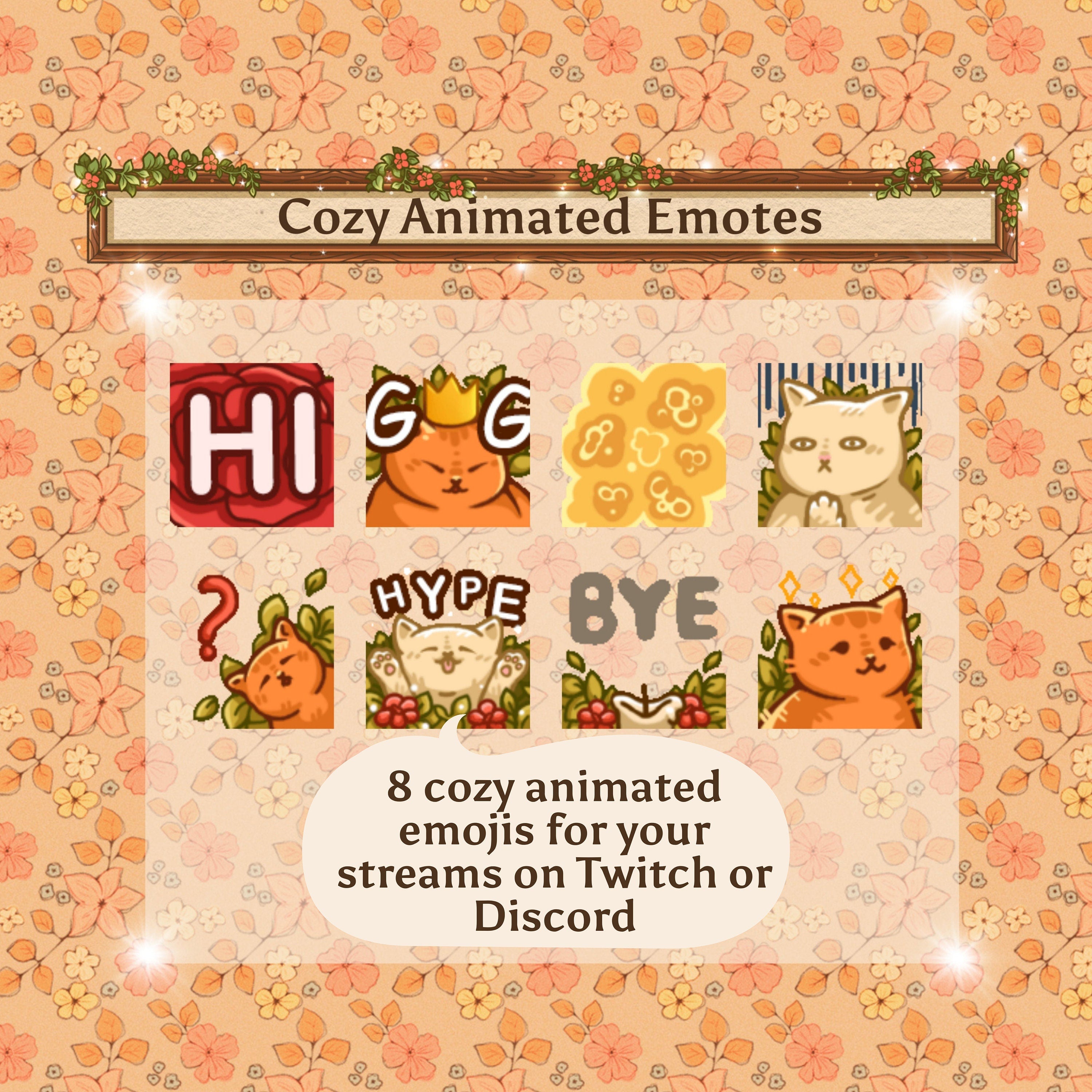 Animated Twitch & Discord Emotes - Cozy Cat Pack
