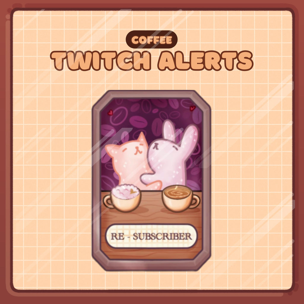 Animated Stream Alerts Pack in Coffee Bunny Theme