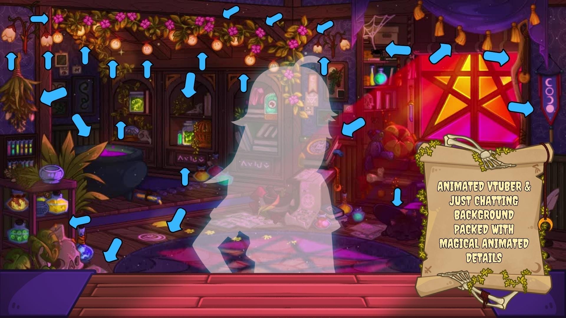 Animated Stream Overlay Boost Pack - Halloween Cozy Witch