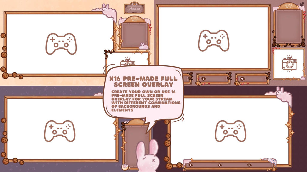 Animated Stream Overlay Boost Pack: Coffee Bunny Theme