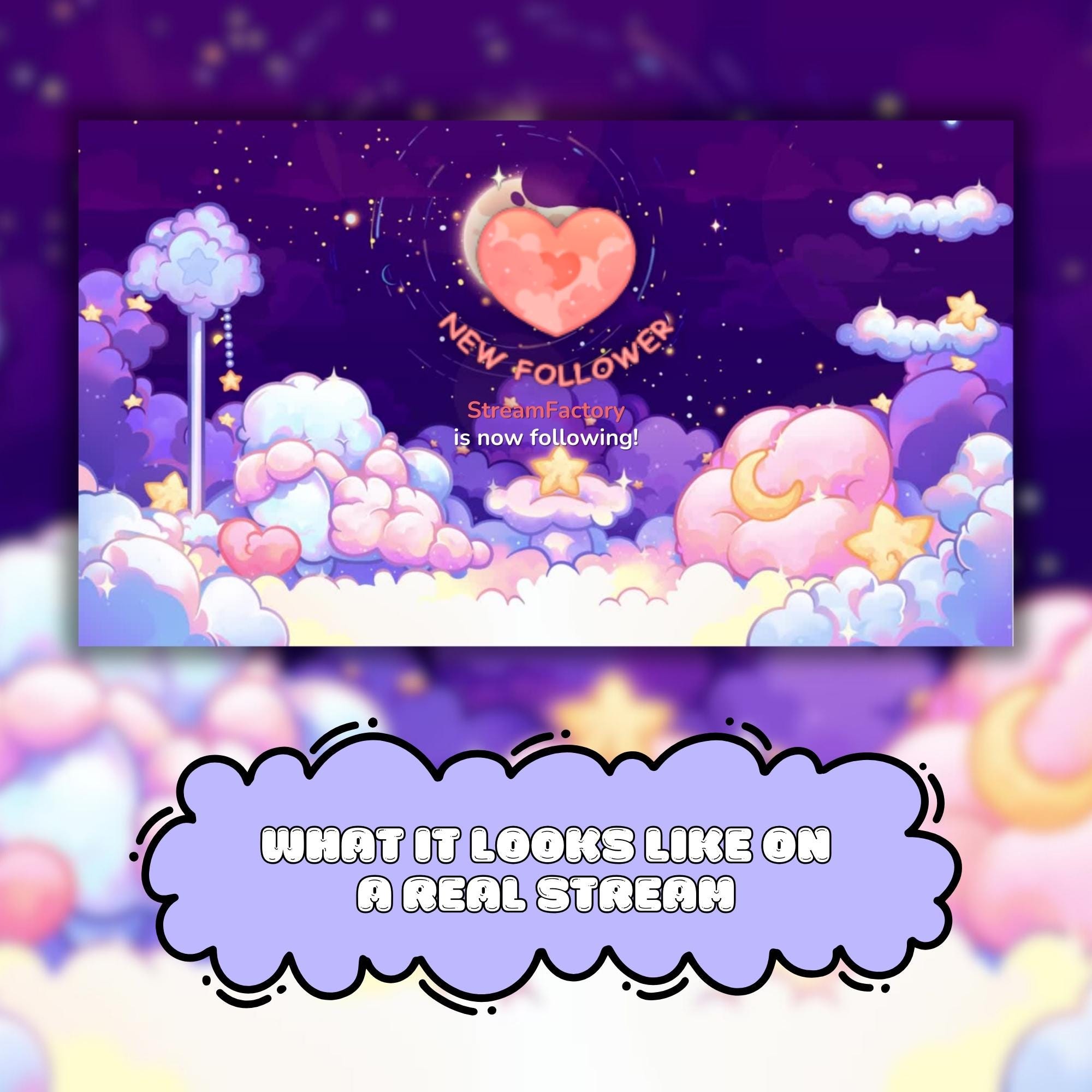 Animated Stream Alerts Pack in Cozy Galaxy Theme