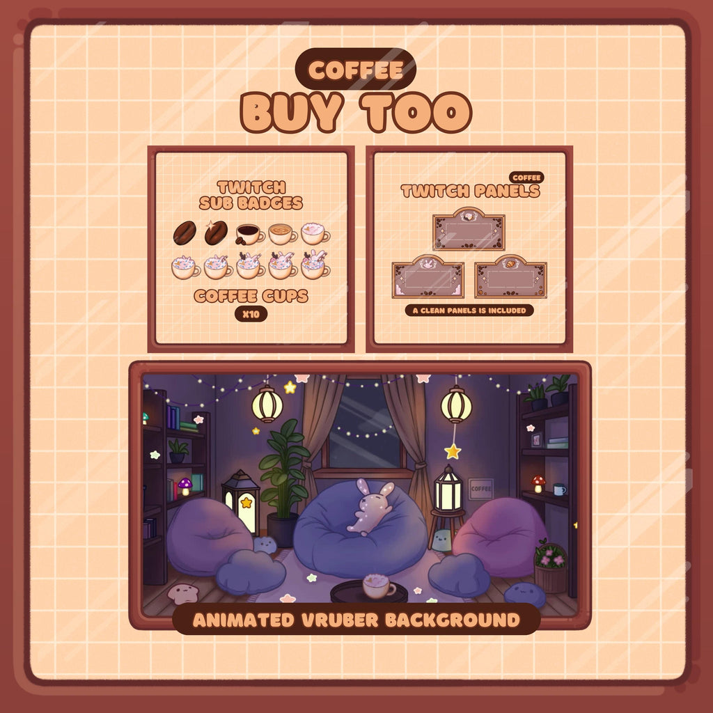 Animated Stream Alerts Pack in Coffee Bunny Theme