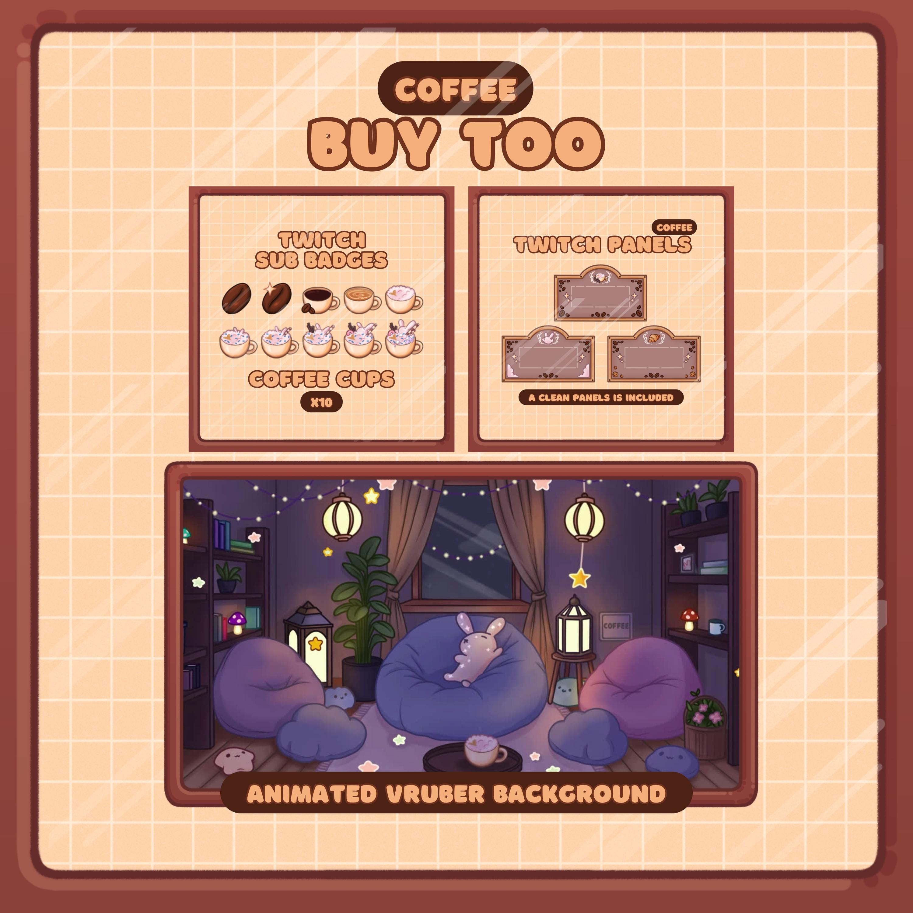 Animated Stream Alerts Pack in Coffee Bunny Theme