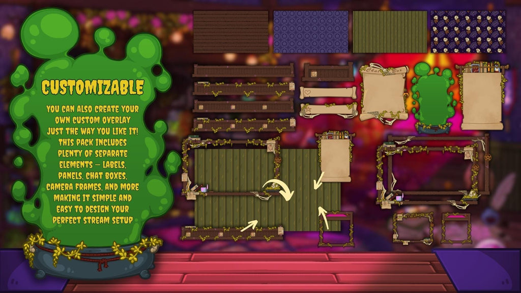 Animated Stream Overlay Boost Pack - Halloween Cozy Witch