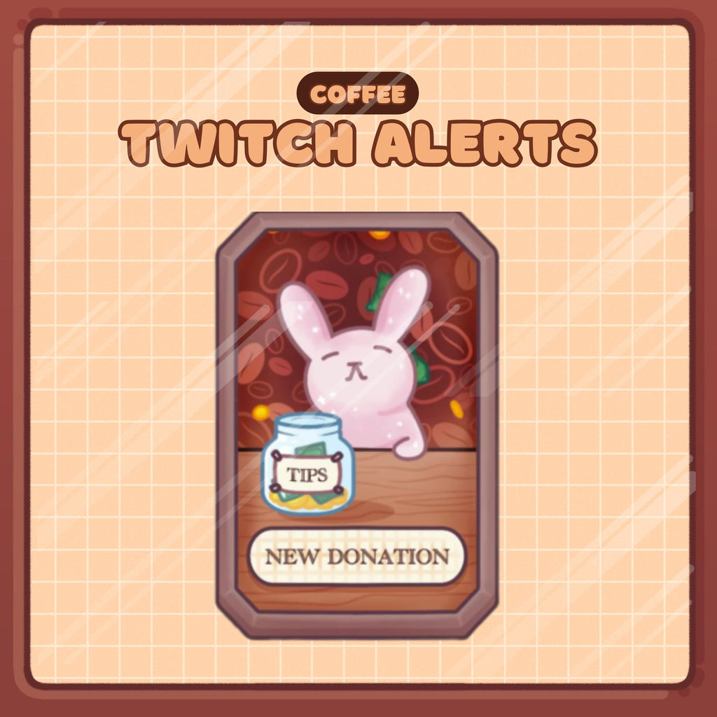 Animated Stream Alerts Pack in Coffee Bunny Theme