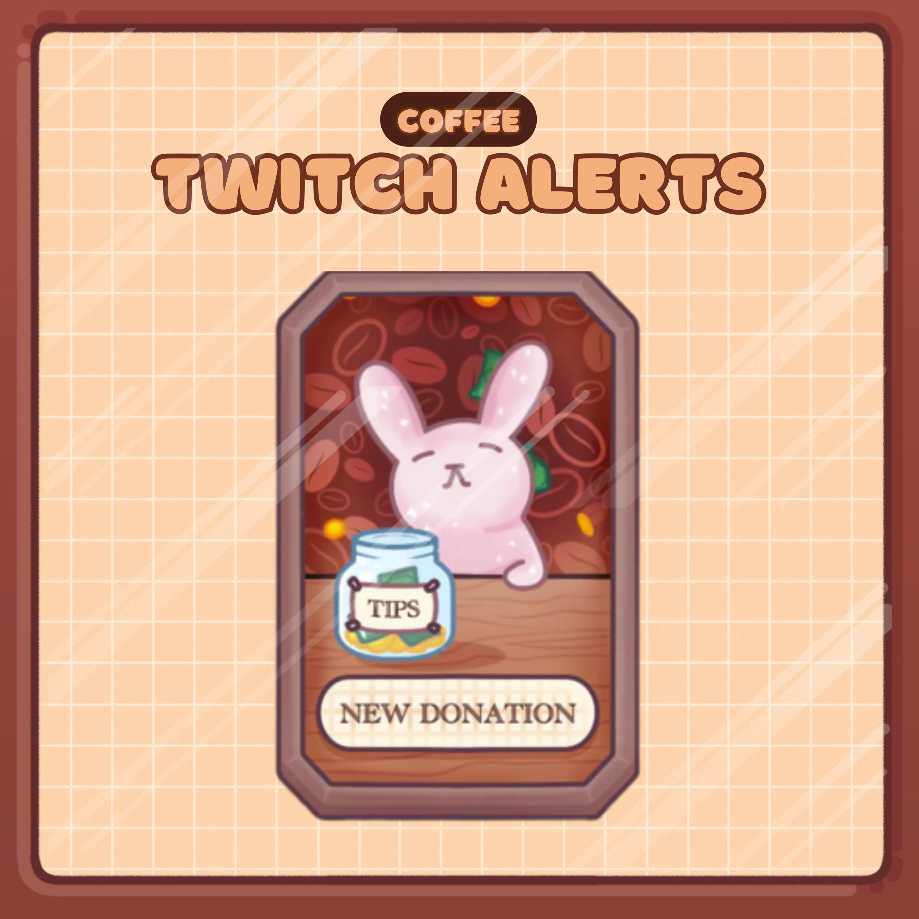 Animated Stream Alerts Pack in Coffee Bunny Theme