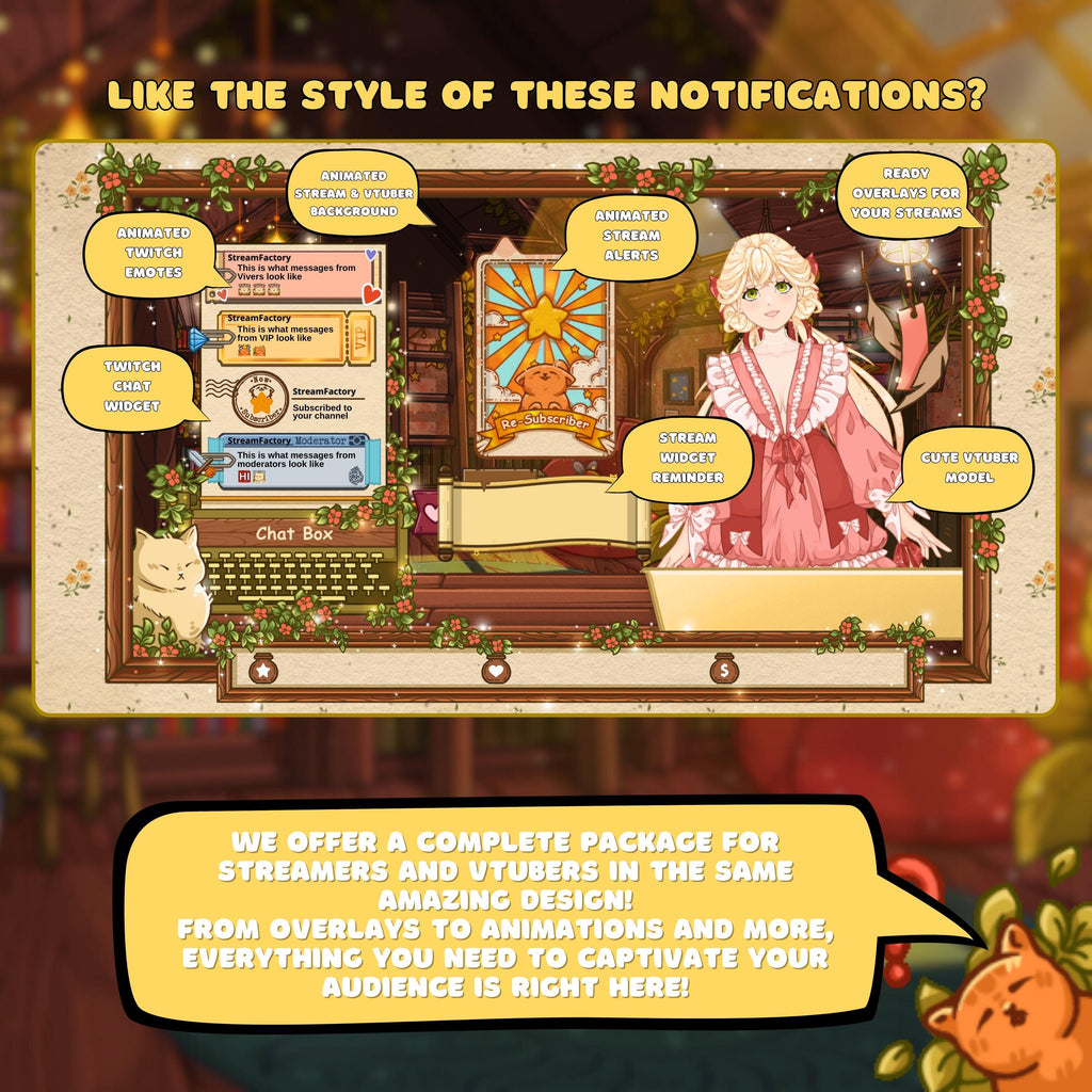 Animated Twitch Alerts Pack - Cozy Cats Tarot Cards