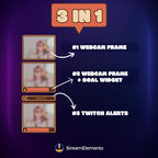 Webcam Overlay Widget 3-in-1: Frame + Goal Tracker + Twitch Alerts