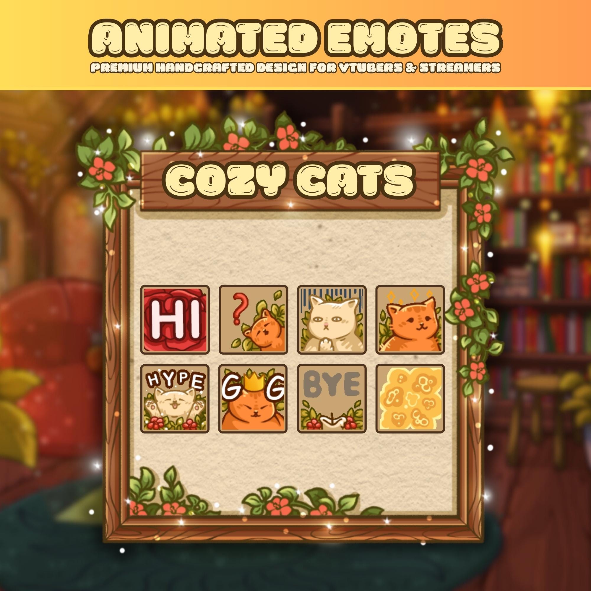 Animated Twitch & Discord Emotes - Cozy Cat Pack