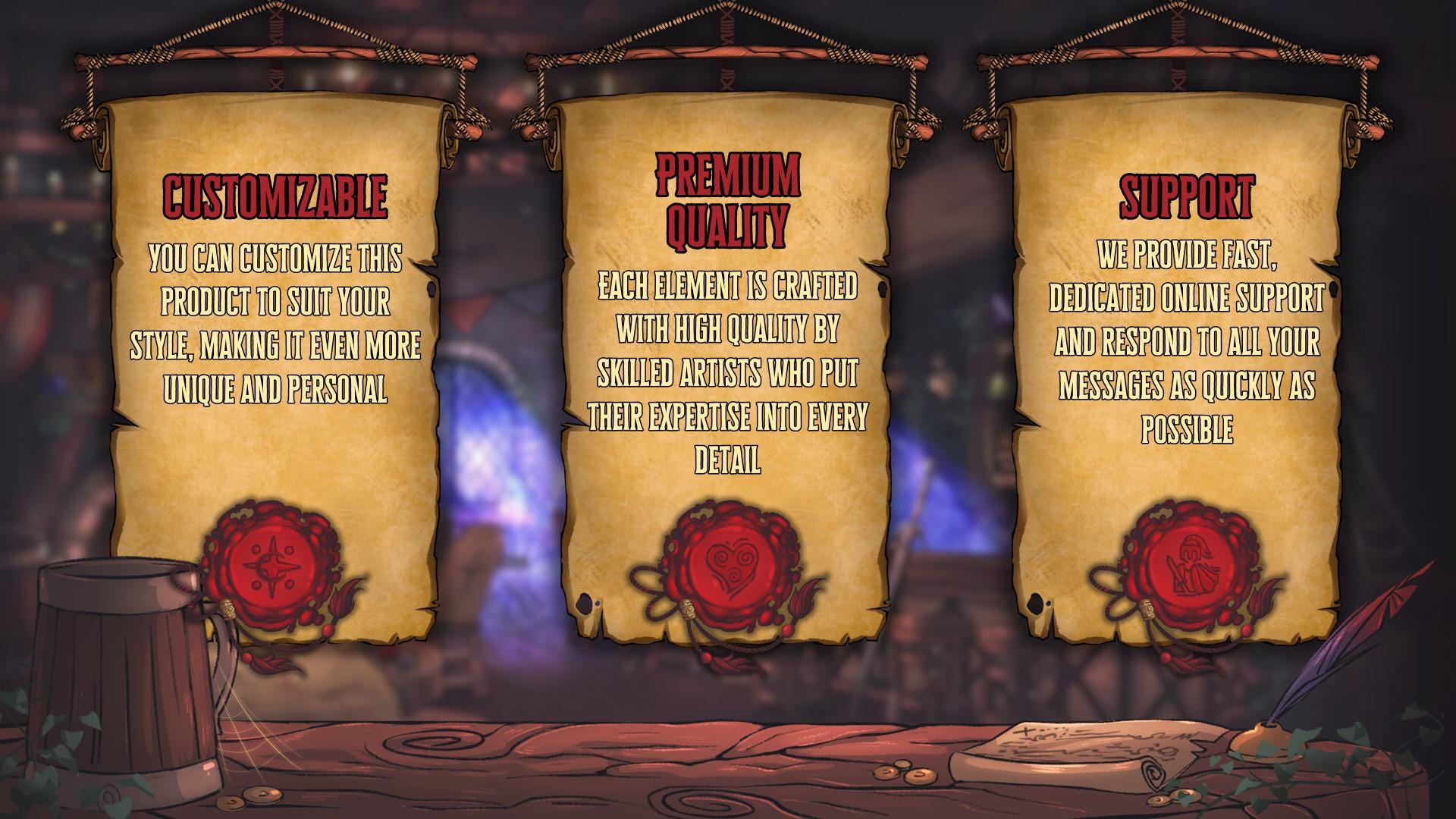 Animated Stream Screens in Medieval Fantasy Tavern Theme