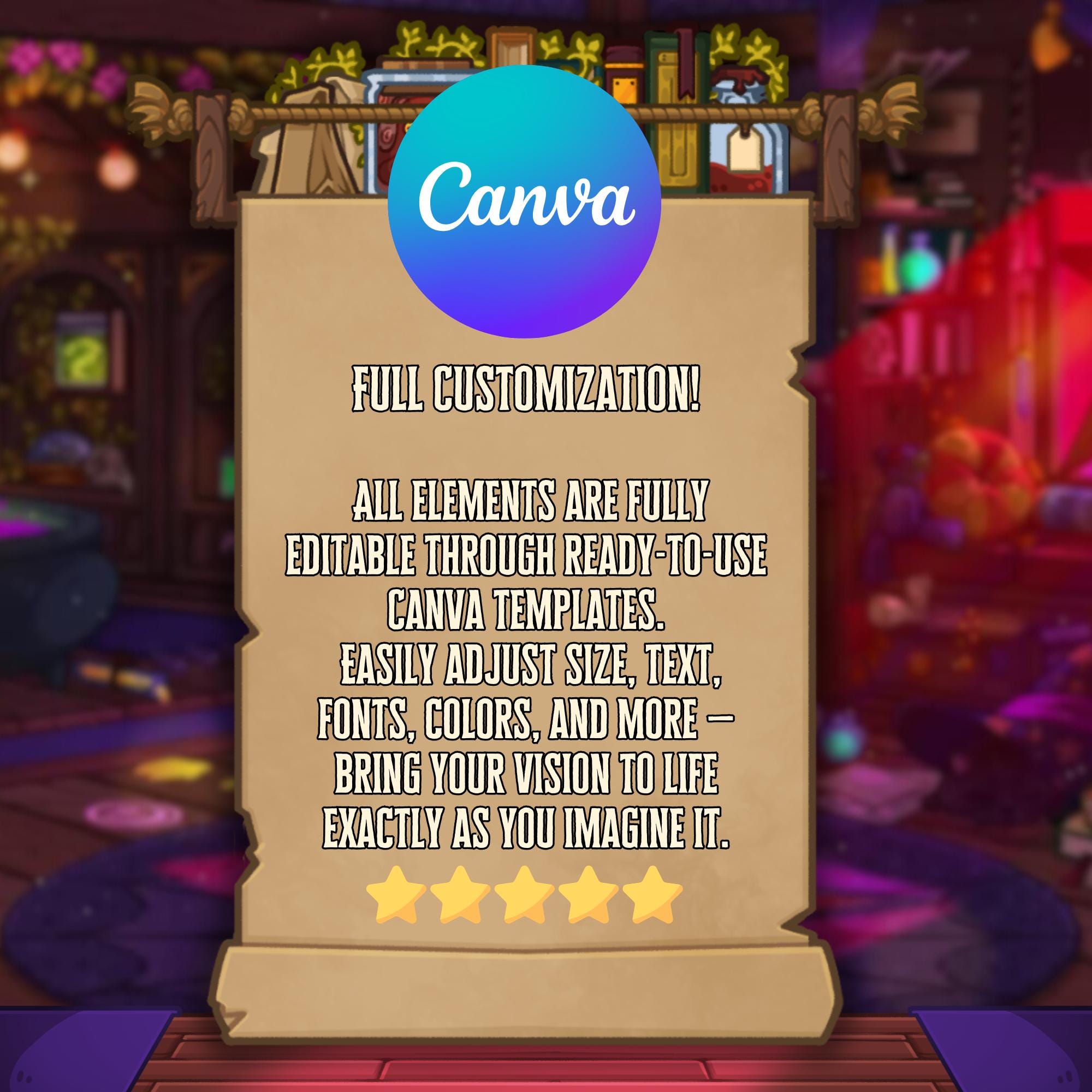 Twitch Panels & Banner Pack in Cozy Witch Style for Streamers & VTubers