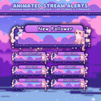 Animated Stream Alerts Pack in Purple Lofi Theme