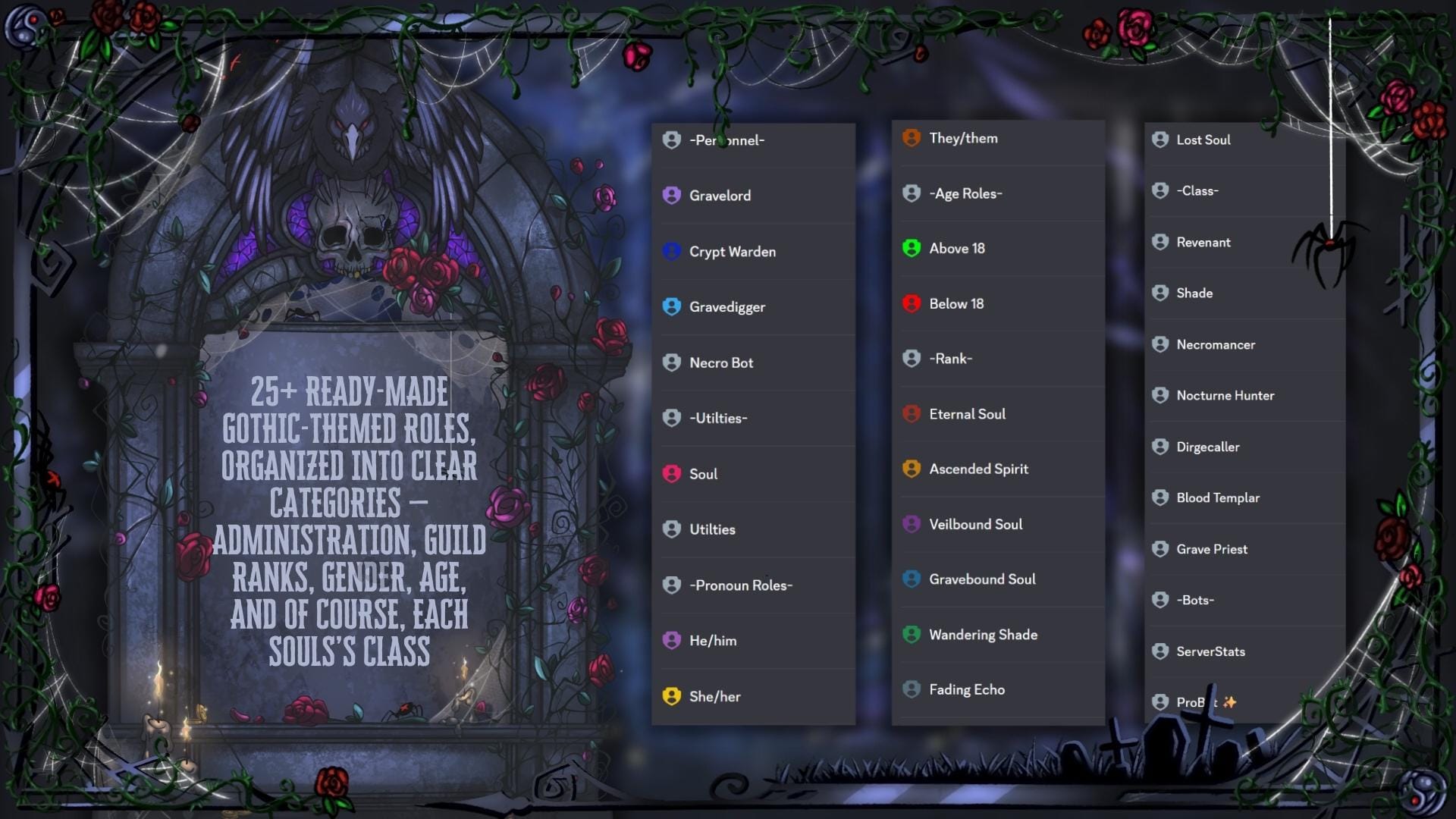 Dark Gothic Discord Server Template – Cute Gaming & Roleplay Setup